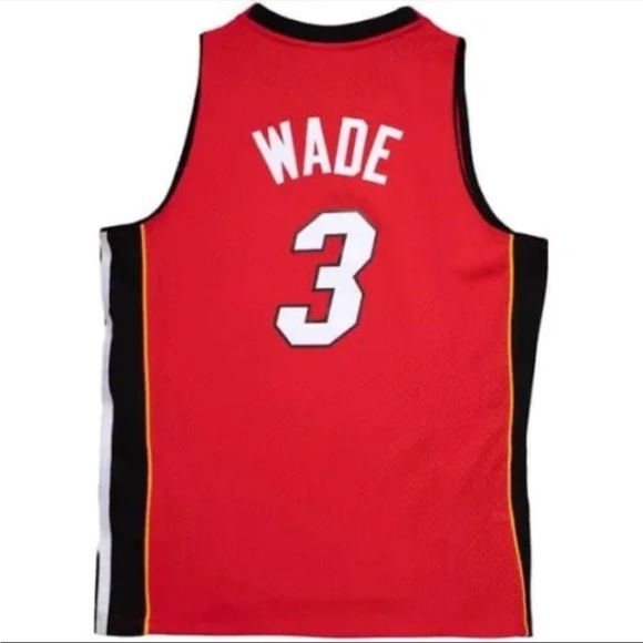 Mitchell & Ness Miami Heat Dwyane Wade Jersey Mens 2XL Authentic Red Black White - Picture 4 of 6